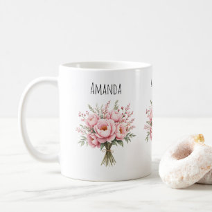 Schöne rosa Pfingstrosen-Blumenstrauß Kaffeetasse