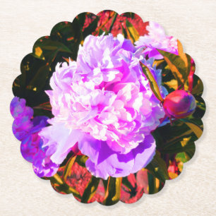 Schöne rosa Pfingstrosen rund Untersetzer