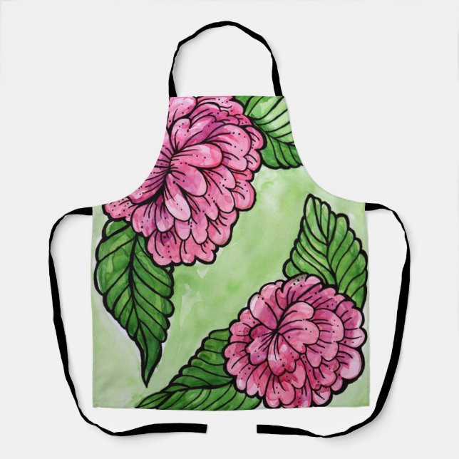 Schöne rosa Pfingstrosen Schürze (Vorderseite)