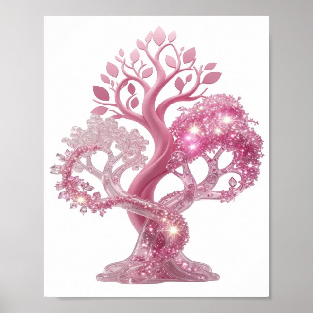 Schöne rosa PINK GLITTER TREE Poster (Vorne)