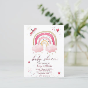 Schöne rosa Regenbogen-Baby-Shower-Einladung Einladung
