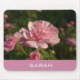 schöne rosa Rosa Blume, geben Sie Ihren Namen Mousepad