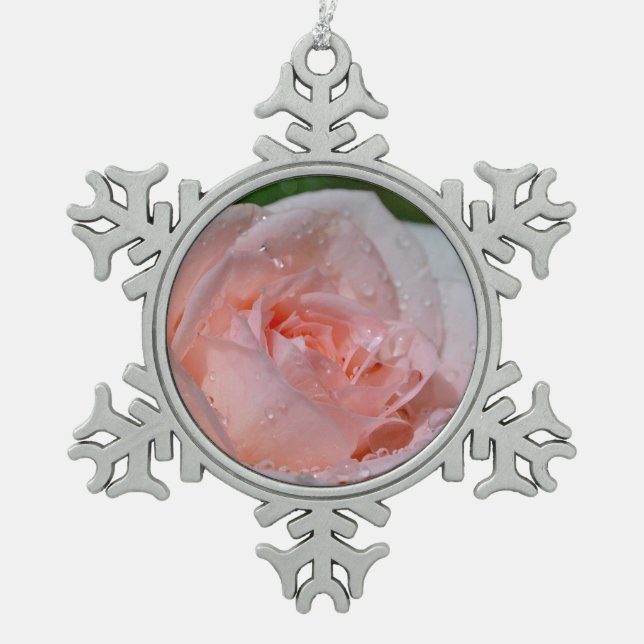 Schöne Rosa Rosa Schneeflocken Zinn-Ornament (Vorderseite)