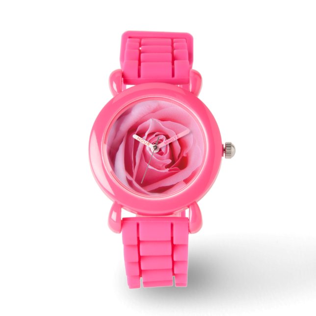 Schöne Rosa Rose Armbanduhr (Vorderseite)