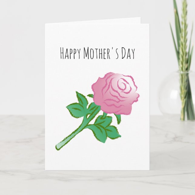 Schöne rosa Rose Karte (Vorderseite)