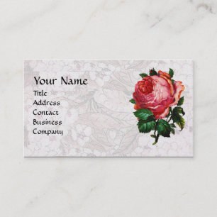 SCHÖNE ROSA ROSE,MONOGRAMM  Weiße Perlenpapier Visitenkarte