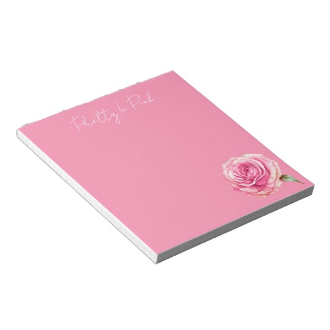 Schöne Rosa Rose Notizblock (angewinkelt)