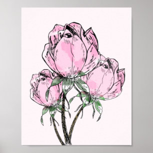 Schöne, rosa Rose Poster