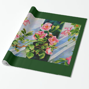 Schöne rosa Rosen Aquarellblüte Geschenkpapier