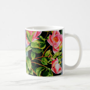 Schöne rosa Rosen Aquarellblüte Kaffeetasse