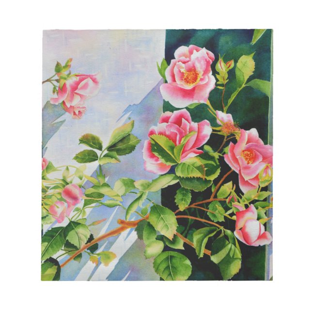 Schöne rosa Rosen Aquarellblüte Notizblock (Vorderseite)