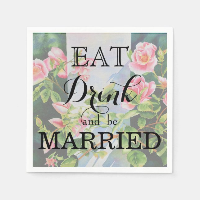 Schöne rosa Rosen Aquarellblüte Serviette (Vorderseite)