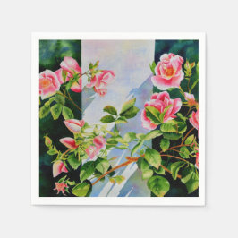 Schöne rosa Rosen Aquarellblüte Serviette