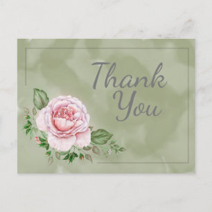 Schöne rosa Rosen auf grünem Wasserfarbendankeschö Postkarte