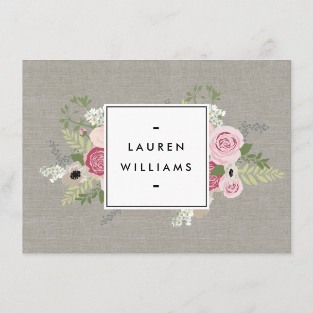 Schöne rosa Rosen auf Linen Geschenkgutschein (Vorderseite)