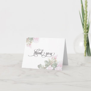 Schöne rosa Rosen BarefootBride™ Dankeskarte