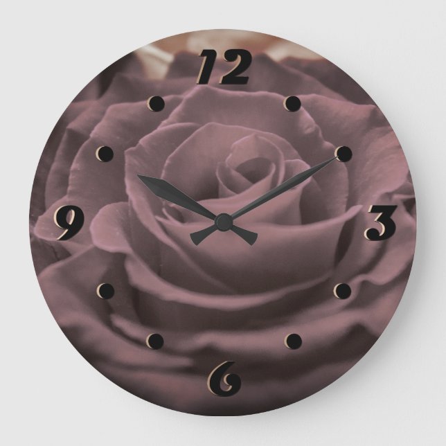 Schöne Rosa Rosen Blume Foto Romantik re Große Wanduhr (Vorderseite)