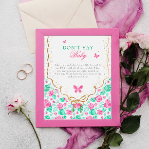 Schöne rosa Rosen-Blumen-Gold-Bogen-Baby-Party Poster