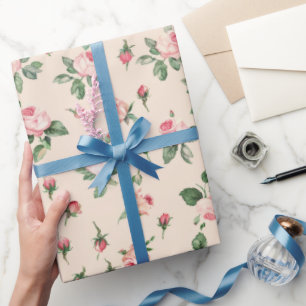 Schöne rosa Rosen Floral Brautdusche Geschenkpapier