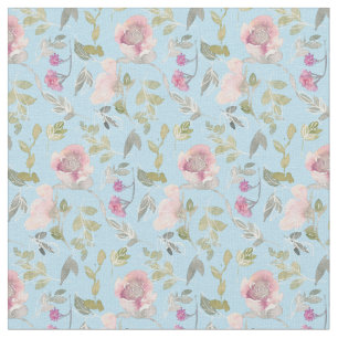 Schöne rosa Rosen in Aquarellfarbe Stoff