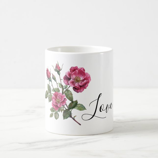 Schöne rosa Rosen  Kaffeetasse (Mittel)