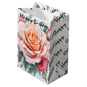 Schöne rosa Rosen Luxus Moderne Kollektion Mittlere Geschenktüte