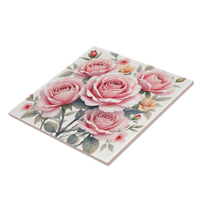 Schöne rosa Rosen Luxus-Trend-Kollektion Fliese (Seite)