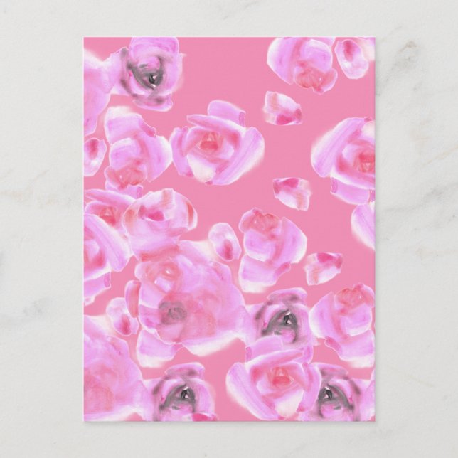 Schöne rosa Rosen Postkarte (Vorderseite)