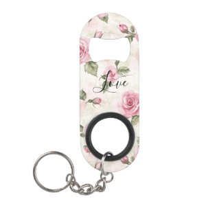 Schöne rosa Rosen romantische Liebe Mini Flaschenöffner