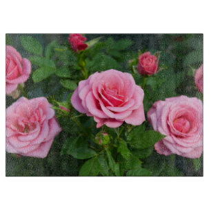 Schöne rosa Rosen Schneidebrett