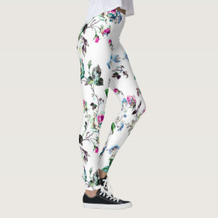 Schöne rosa Rosen-u. Blau-Blumen-BlumenLeggings Leggings