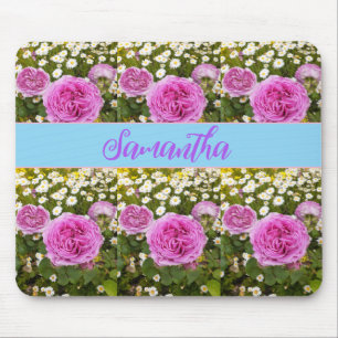 Schöne rosa Rosen und Milchmäuse Mousepad