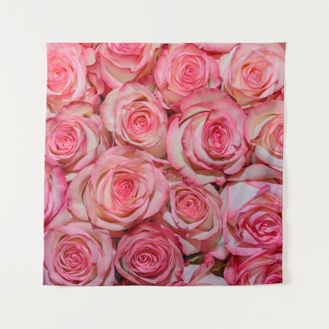 Schöne rosa Rosen Wandteppich (Vorderseite)
