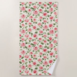 Schöne rosa Rosenblüten Strandtuch