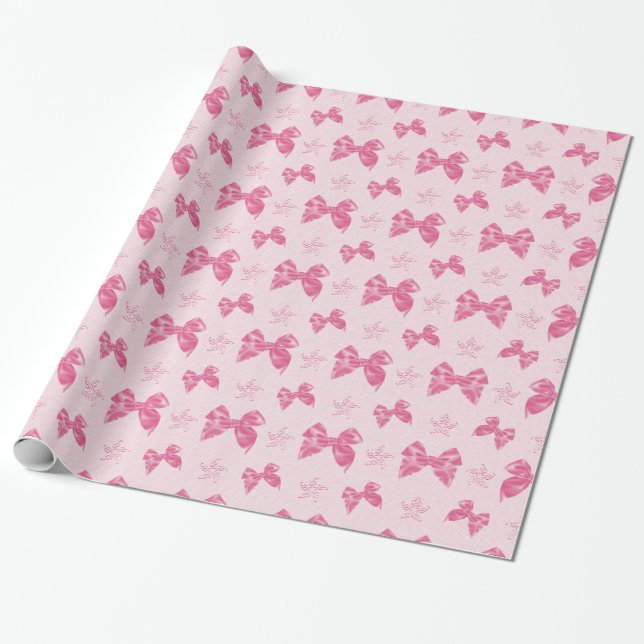 Schöne rosa Satin-Schleifen Geschenkpapier (Ungerollt)