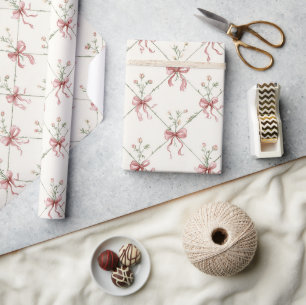 Schöne rosa Schleifen und Bänder Geschenkpapier