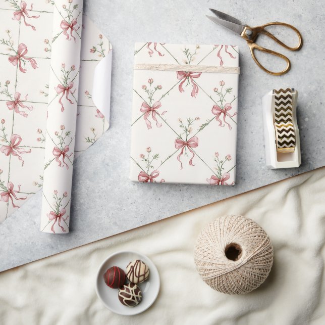 Schöne rosa Schleifen und Bänder Geschenkpapier (Kunsthandwerk)
