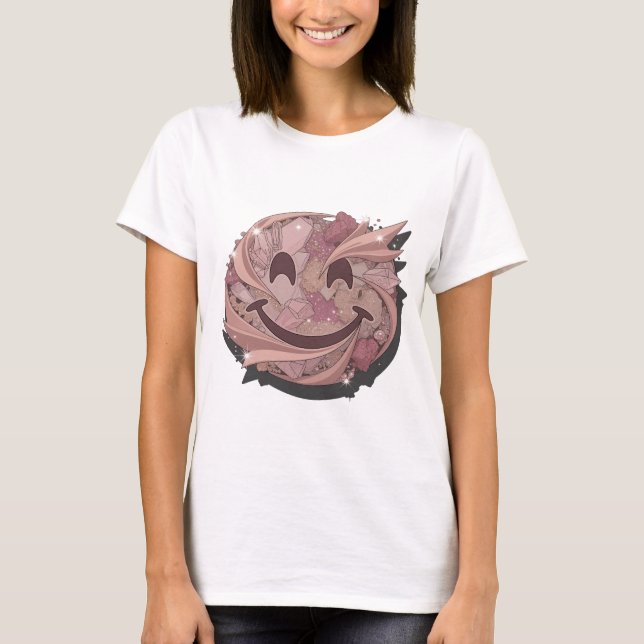 Schöne rosa SMILEY MOON moderne Gestaltung T-Shirt (Vorderseite)