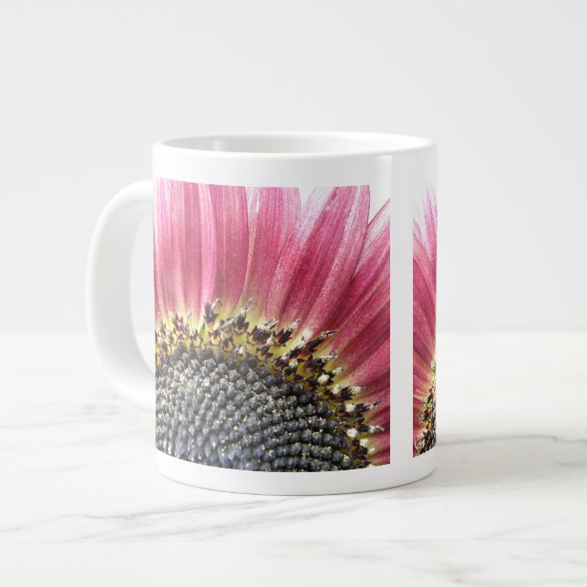 Schöne rosa Sonnenblume Tasse (Vorderseite Links)