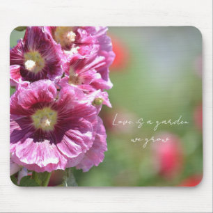 Schöne rosa Stockrosen-Blumen-Fotografie   Mousepad