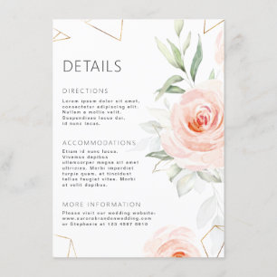 Schöne rosa Töne - Rosa geometrische Hochzeitsdeta Begleitkarte