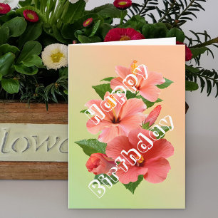 Schöne rosa tropische Hibiskus Blume Geburtstag Karte