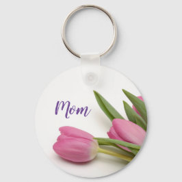 Schöne rosa Tulips mit Text Schlüsselanhänger