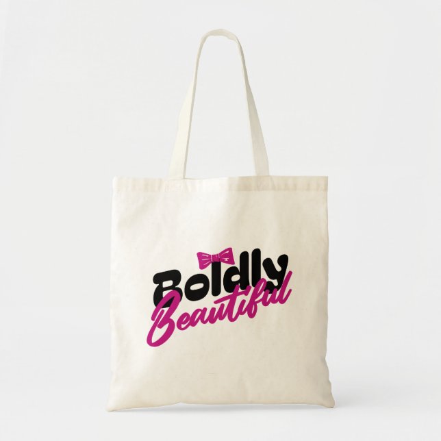 Schöne rosa Typografie mit Schleife Tragetasche (Vorne)