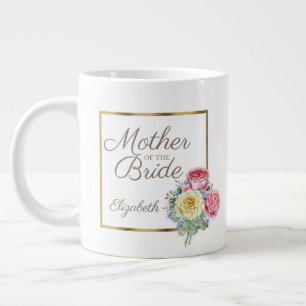 Schöne rosa und gelbe Blumen-Mutter-Braut Jumbo-Tasse