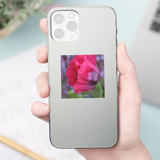 Schöne rosa und Lila Mohnblüte Blume Aufkleber (Telefon)