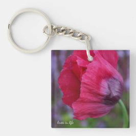 Schöne rosa und Lila Mohnblüte Blume Schlüsselanhänger