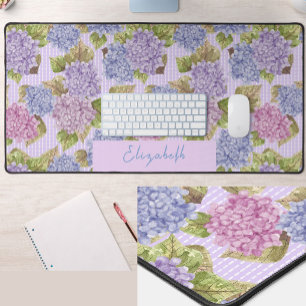 Schöne rosa und violette Blumen-Desktop-Matte mit Schreibtischunterlage