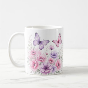 Schöne rosa und violette Schmetterlings-Kaffeetass Kaffeetasse
