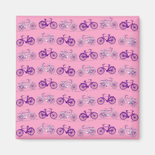 Schöne rosa und violette Vintage-Fahrrad-Drucke Magnet